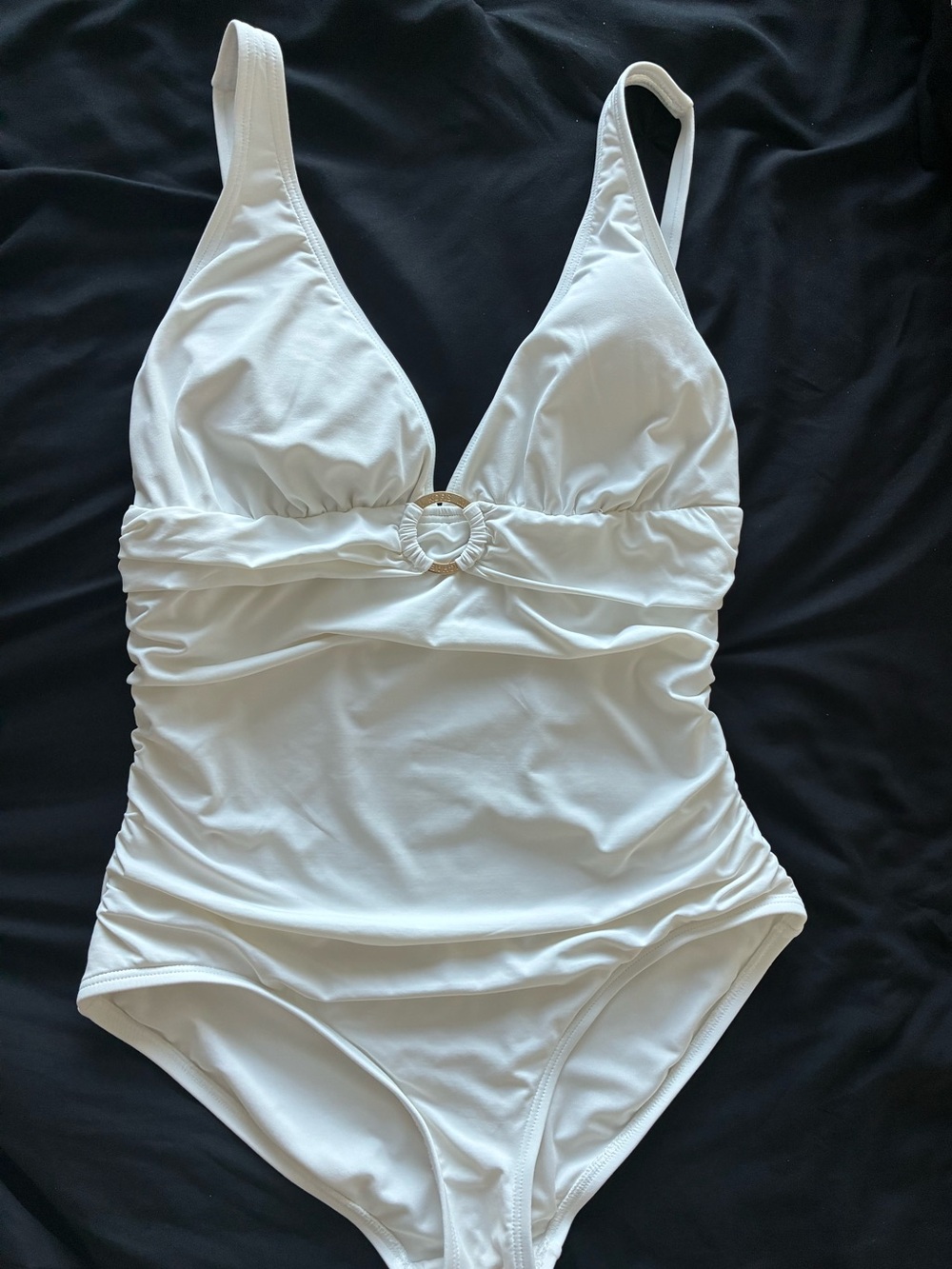 White One-Piece Swimsuit with Ring Detail